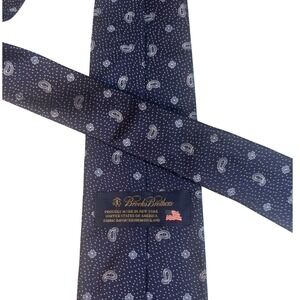 Brooks Brothers Mens Neck Tie Silk Navy Blue Paisley 58" x 3.25"